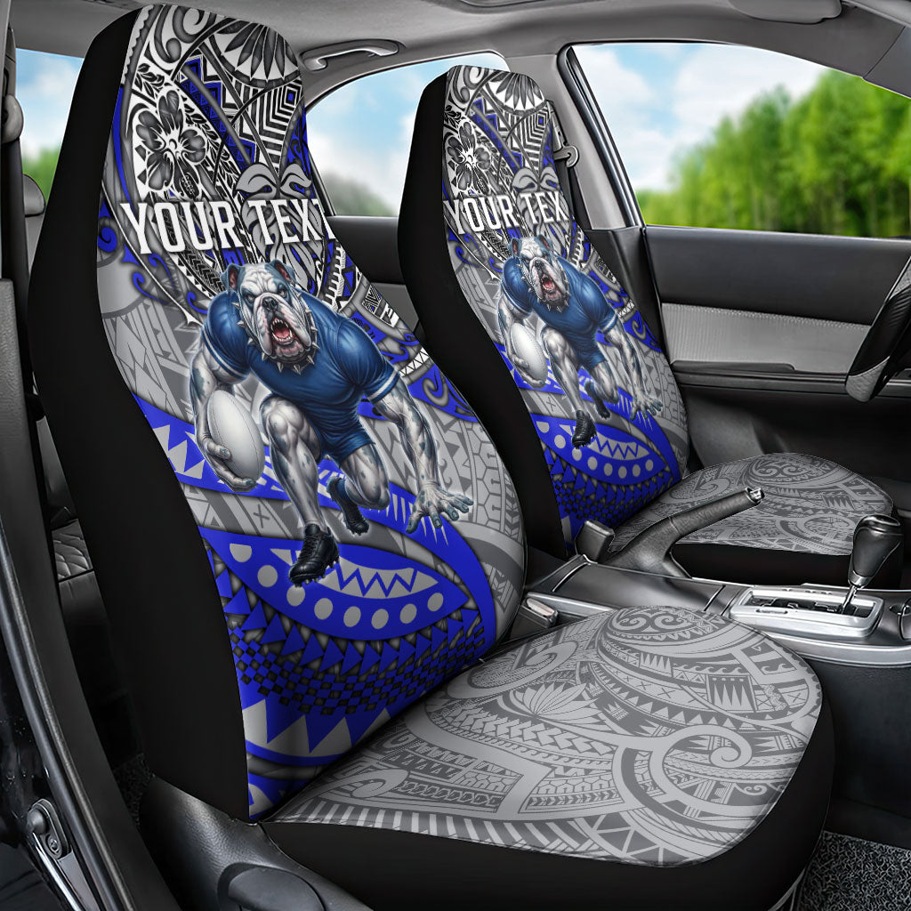 Personalised Canterbury-Bankstown Bulldogs Car Seat Cover Polynesian Tribal Art Style With Powerful Bulldog Mascot