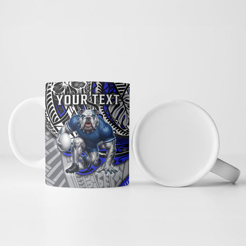 Personalised Canterbury-Bankstown Bulldogs Ceramic Mug Polynesian Tribal Art Style With Powerful Bulldog Mascot