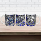Personalised Canterbury-Bankstown Bulldogs Ceramic Mug Polynesian Tribal Art Style With Powerful Bulldog Mascot