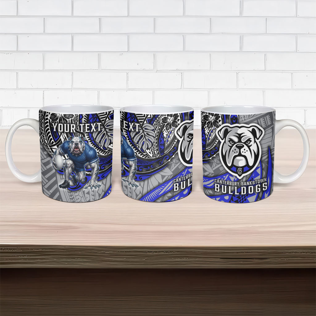 Personalised Canterbury-Bankstown Bulldogs Ceramic Mug Polynesian Tribal Art Style With Powerful Bulldog Mascot