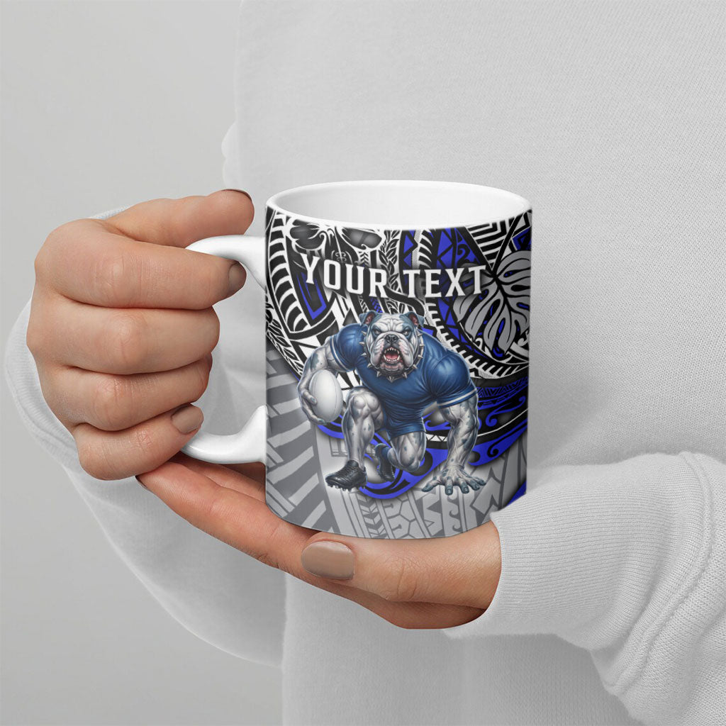 Personalised Canterbury-Bankstown Bulldogs Ceramic Mug Polynesian Tribal Art Style With Powerful Bulldog Mascot