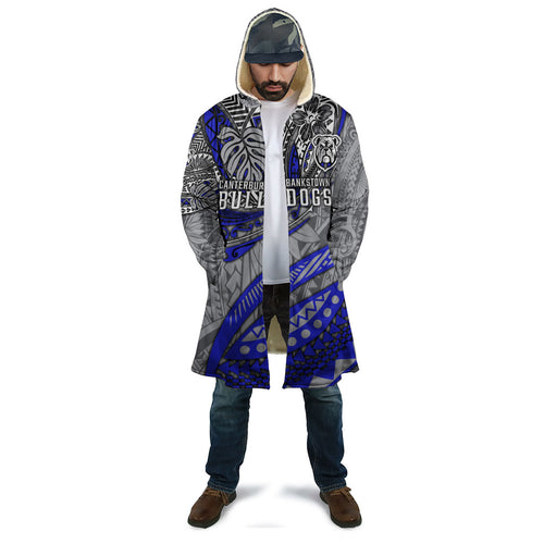 Personalised Canterbury-Bankstown Bulldogs Cloak Polynesian Tribal Art Style With Powerful Bulldog Mascot