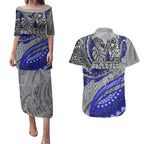 Personalised Canterbury-Bankstown Bulldogs Couples Matching Puletasi and Hawaiian Shirt Polynesian Tribal Art Style With Powerful Bulldog Mascot