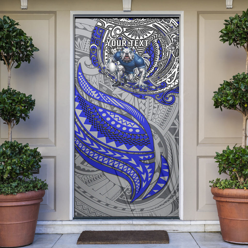 Personalised Canterbury-Bankstown Bulldogs Door Cover Polynesian Tribal Art Style With Powerful Bulldog Mascot