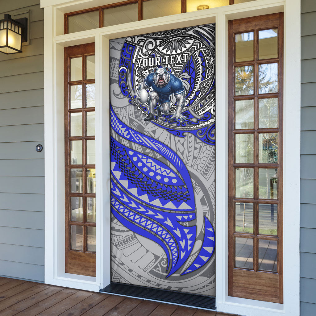 Personalised Canterbury-Bankstown Bulldogs Door Cover Polynesian Tribal Art Style With Powerful Bulldog Mascot
