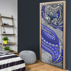 Personalised Canterbury-Bankstown Bulldogs Door Cover Polynesian Tribal Art Style With Powerful Bulldog Mascot