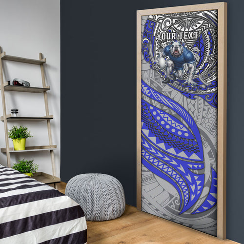 Personalised Canterbury-Bankstown Bulldogs Door Cover Polynesian Tribal Art Style With Powerful Bulldog Mascot