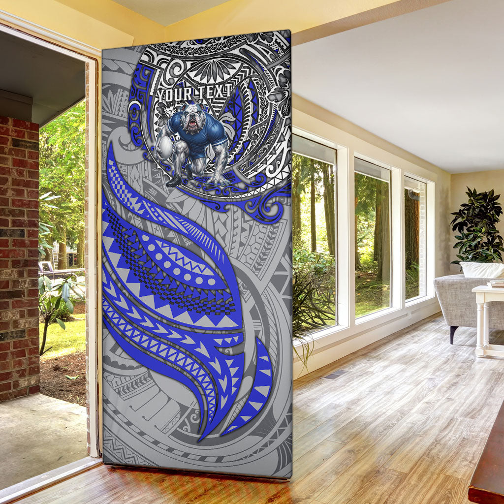Personalised Canterbury-Bankstown Bulldogs Door Cover Polynesian Tribal Art Style With Powerful Bulldog Mascot
