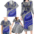 Personalised Canterbury-Bankstown Bulldogs Family Matching Long Sleeve Bodycon Dress and Hawaiian Shirt Polynesian Tribal Art Style With Powerful Bulldog Mascot