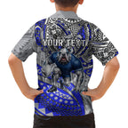 Personalised Canterbury-Bankstown Bulldogs Family Matching Long Sleeve Bodycon Dress and Hawaiian Shirt Polynesian Tribal Art Style With Powerful Bulldog Mascot