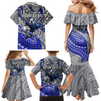 Personalised Canterbury-Bankstown Bulldogs Family Matching Mermaid Dress and Hawaiian Shirt Polynesian Tribal Art Style With Powerful Bulldog Mascot
