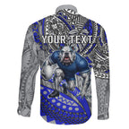 Personalised Canterbury-Bankstown Bulldogs Family Matching Mermaid Dress and Hawaiian Shirt Polynesian Tribal Art Style With Powerful Bulldog Mascot
