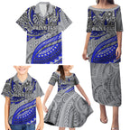 Personalised Canterbury-Bankstown Bulldogs Family Matching Puletasi and Hawaiian Shirt Polynesian Tribal Art Style With Powerful Bulldog Mascot