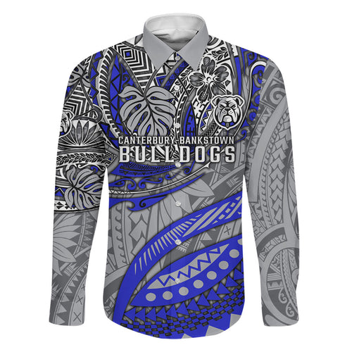Personalised Canterbury-Bankstown Bulldogs Family Matching Puletasi and Hawaiian Shirt Polynesian Tribal Art Style With Powerful Bulldog Mascot