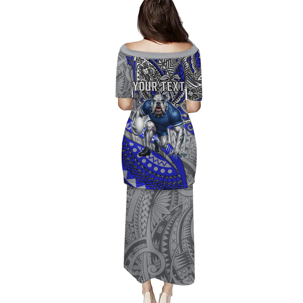 Personalised Canterbury-Bankstown Bulldogs Family Matching Puletasi and Hawaiian Shirt Polynesian Tribal Art Style With Powerful Bulldog Mascot