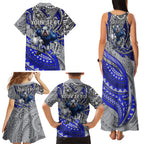 Personalised Canterbury-Bankstown Bulldogs Family Matching Tank Maxi Dress and Hawaiian Shirt Polynesian Tribal Art Style With Powerful Bulldog Mascot