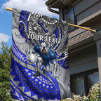 Personalised Canterbury-Bankstown Bulldogs Garden Flag Polynesian Tribal Art Style With Powerful Bulldog Mascot