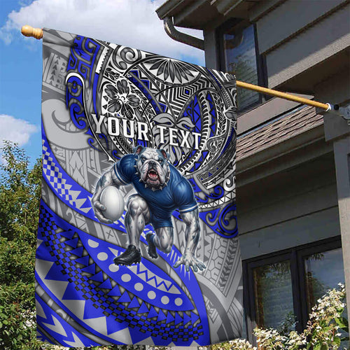 Personalised Canterbury-Bankstown Bulldogs Garden Flag Polynesian Tribal Art Style With Powerful Bulldog Mascot