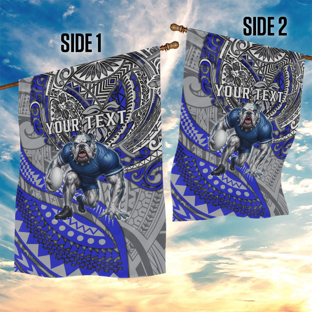 Personalised Canterbury-Bankstown Bulldogs Garden Flag Polynesian Tribal Art Style With Powerful Bulldog Mascot