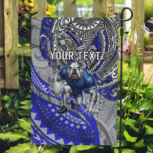 Personalised Canterbury-Bankstown Bulldogs Garden Flag Polynesian Tribal Art Style With Powerful Bulldog Mascot