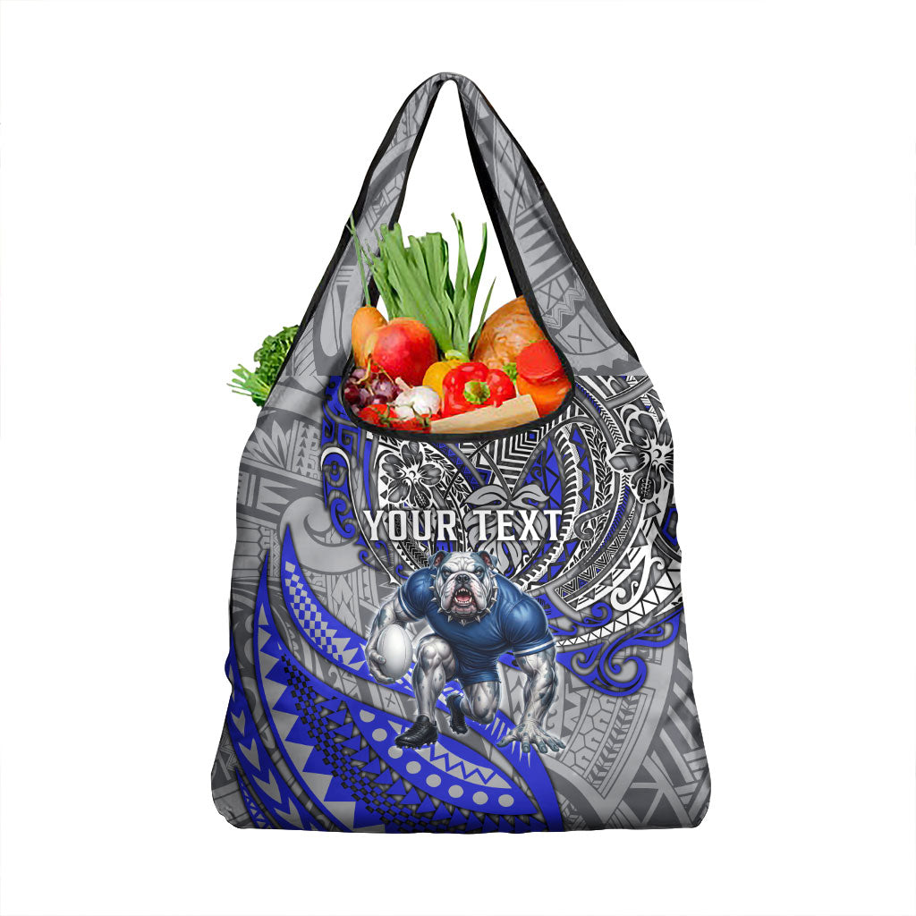 Personalised Canterbury-Bankstown Bulldogs Grocery Bag Polynesian Tribal Art Style With Powerful Bulldog Mascot