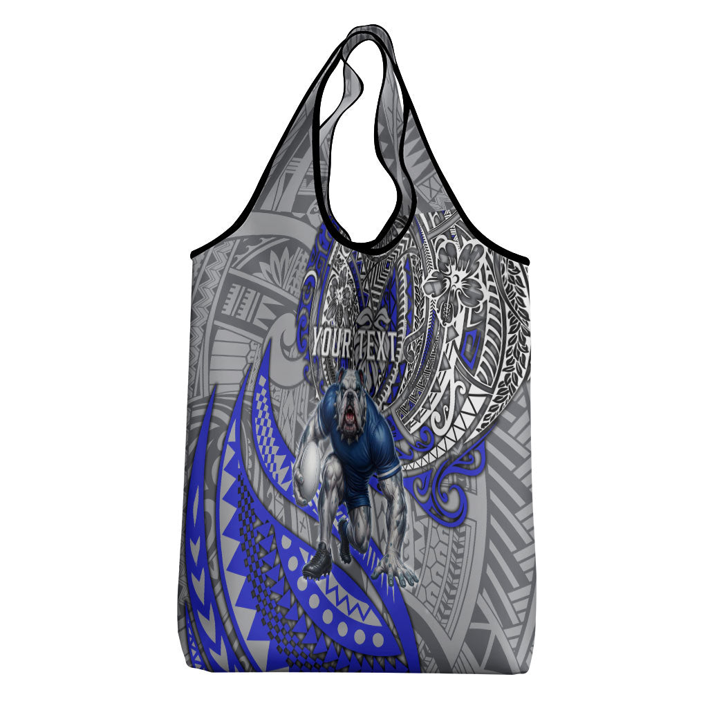 Personalised Canterbury-Bankstown Bulldogs Grocery Bag Polynesian Tribal Art Style With Powerful Bulldog Mascot