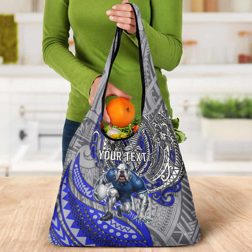 Personalised Canterbury-Bankstown Bulldogs Grocery Bag Polynesian Tribal Art Style With Powerful Bulldog Mascot