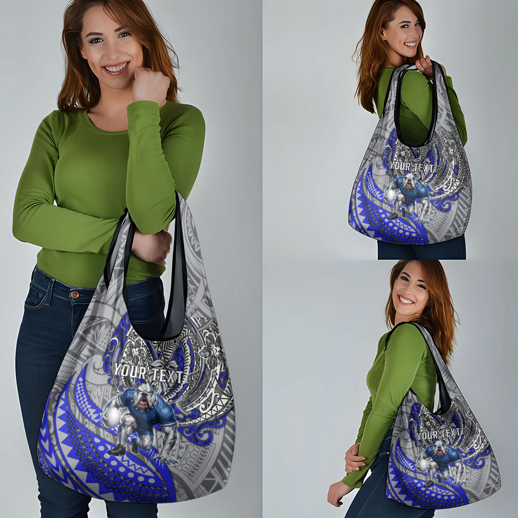 Personalised Canterbury-Bankstown Bulldogs Grocery Bag Polynesian Tribal Art Style With Powerful Bulldog Mascot