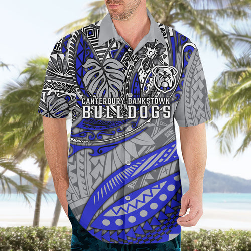 Personalised Canterbury-Bankstown Bulldogs Hawaiian Shirt Polynesian Tribal Art Style With Powerful Bulldog Mascot