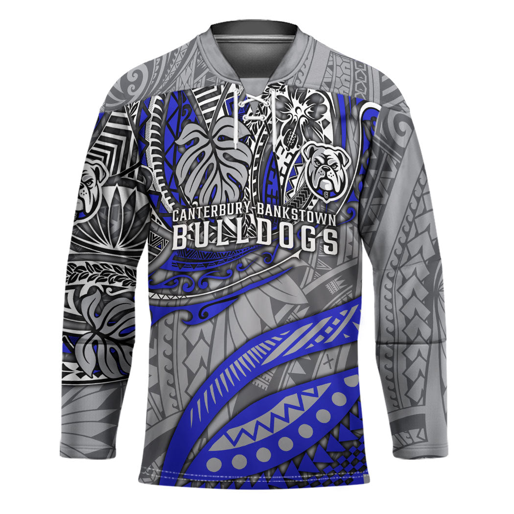 Personalised Canterbury-Bankstown Bulldogs Hockey Jersey Polynesian Tribal Art Style With Powerful Bulldog Mascot