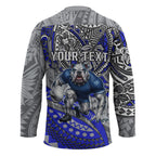 Personalised Canterbury-Bankstown Bulldogs Hockey Jersey Polynesian Tribal Art Style With Powerful Bulldog Mascot