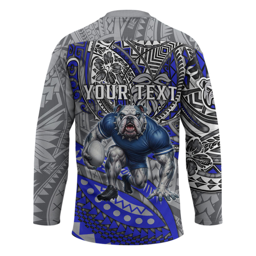 Personalised Canterbury-Bankstown Bulldogs Hockey Jersey Polynesian Tribal Art Style With Powerful Bulldog Mascot