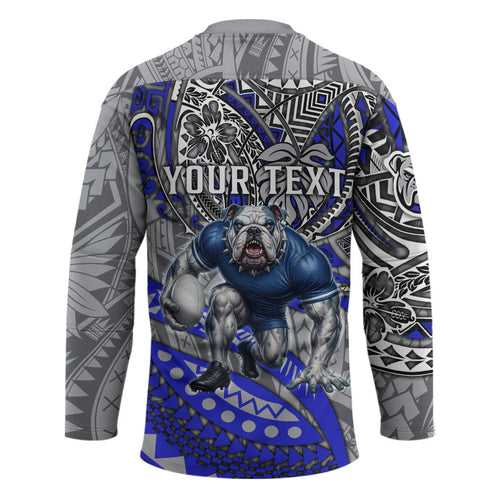 Personalised Canterbury-Bankstown Bulldogs Hockey Jersey Polynesian Tribal Art Style With Powerful Bulldog Mascot