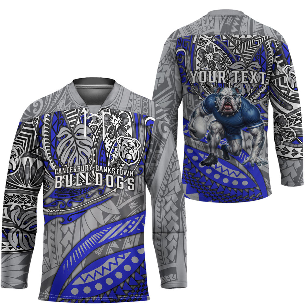 Personalised Canterbury-Bankstown Bulldogs Hockey Jersey Polynesian Tribal Art Style With Powerful Bulldog Mascot