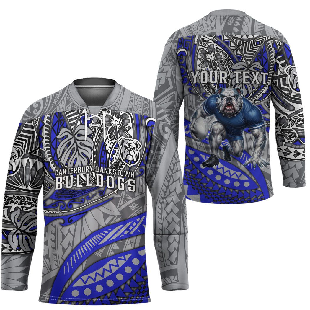 Personalised Canterbury-Bankstown Bulldogs Hockey Jersey Polynesian Tribal Art Style With Powerful Bulldog Mascot