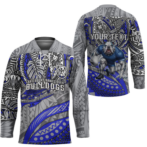 Personalised Canterbury-Bankstown Bulldogs Hockey Jersey Polynesian Tribal Art Style With Powerful Bulldog Mascot