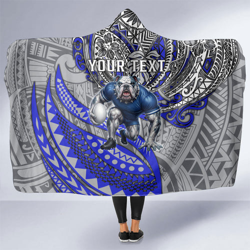 Personalised Canterbury-Bankstown Bulldogs Hooded Blanket Polynesian Tribal Art Style With Powerful Bulldog Mascot
