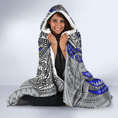 Personalised Canterbury-Bankstown Bulldogs Hooded Blanket Polynesian Tribal Art Style With Powerful Bulldog Mascot