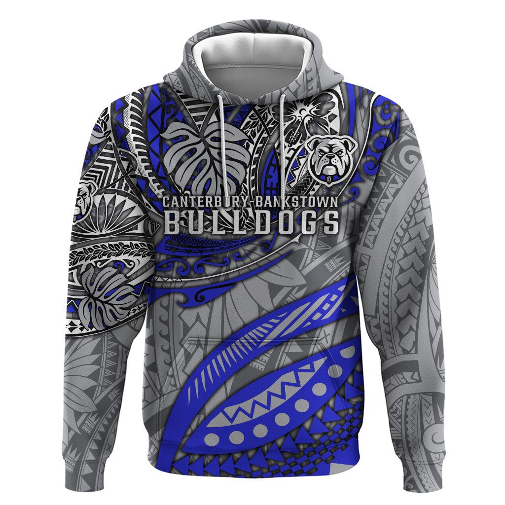 Personalised Canterbury-Bankstown Bulldogs Hoodie Polynesian Tribal Art Style With Powerful Bulldog Mascot