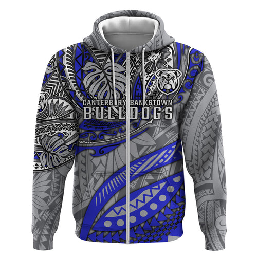 Personalised Canterbury-Bankstown Bulldogs Hoodie Polynesian Tribal Art Style With Powerful Bulldog Mascot