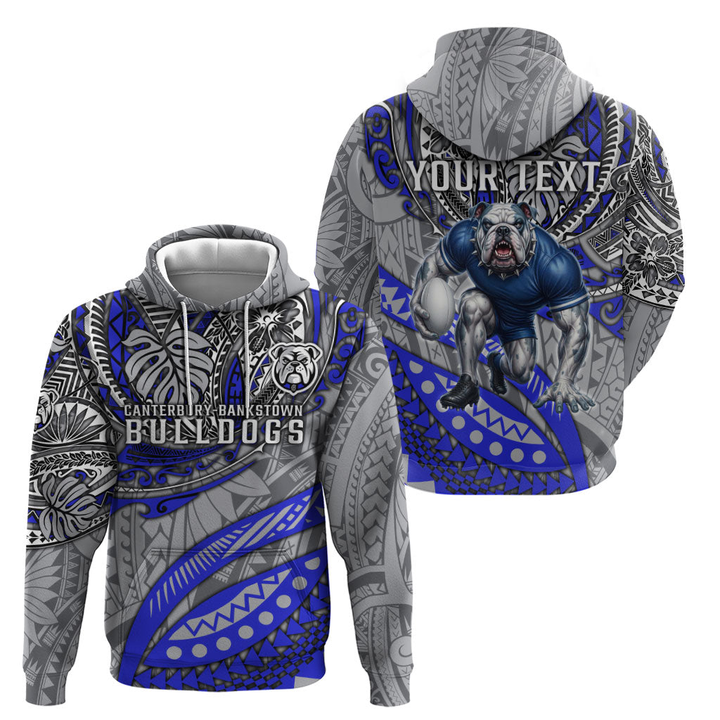 Personalised Canterbury-Bankstown Bulldogs Hoodie Polynesian Tribal Art Style With Powerful Bulldog Mascot