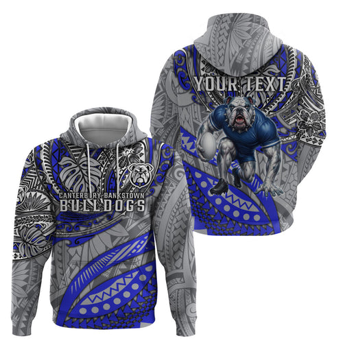 Personalised Canterbury-Bankstown Bulldogs Hoodie Polynesian Tribal Art Style With Powerful Bulldog Mascot