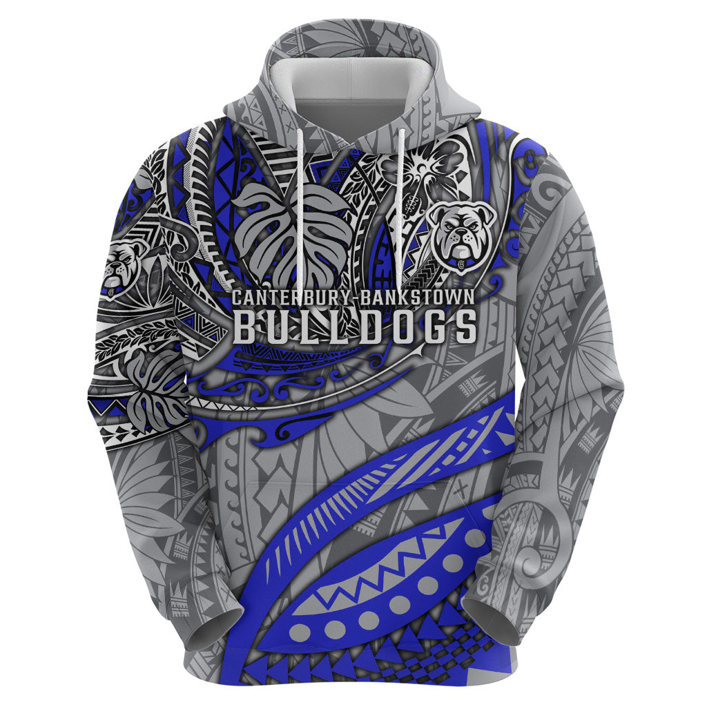 Personalised Canterbury-Bankstown Bulldogs Hoodie Polynesian Tribal Art Style With Powerful Bulldog Mascot