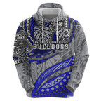 Personalised Canterbury-Bankstown Bulldogs Hoodie Polynesian Tribal Art Style With Powerful Bulldog Mascot