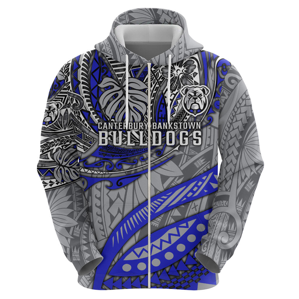 Personalised Canterbury-Bankstown Bulldogs Hoodie Polynesian Tribal Art Style With Powerful Bulldog Mascot