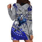 Personalised Canterbury-Bankstown Bulldogs Hoodie Dress Polynesian Tribal Art Style With Powerful Bulldog Mascot