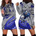 Personalised Canterbury-Bankstown Bulldogs Hoodie Dress Polynesian Tribal Art Style With Powerful Bulldog Mascot