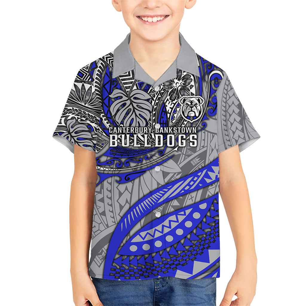 Personalised Canterbury-Bankstown Bulldogs Kid Hawaiian Shirt Polynesian Tribal Art Style With Powerful Bulldog Mascot