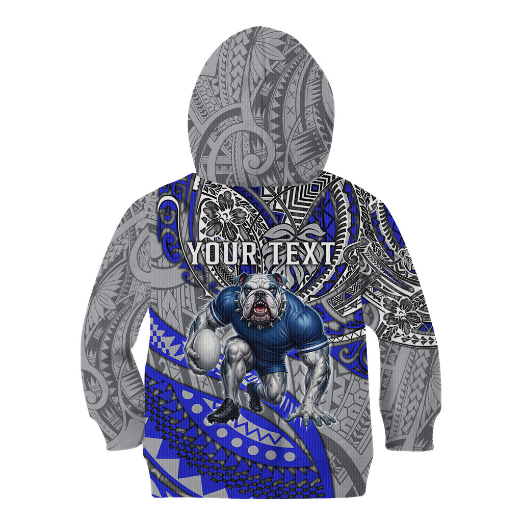 Personalised Canterbury-Bankstown Bulldogs Kid Hoodie Polynesian Tribal Art Style With Powerful Bulldog Mascot