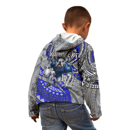 Personalised Canterbury-Bankstown Bulldogs Kid Hoodie Polynesian Tribal Art Style With Powerful Bulldog Mascot